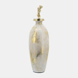 Glass, 23"h Metal Vase Tribal Topper, White/gold from Sagebrook Home - Luna Furniture