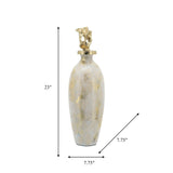 Glass, 23"h Metal Vase Tribal Topper, White/gold from Sagebrook Home - Luna Furniture