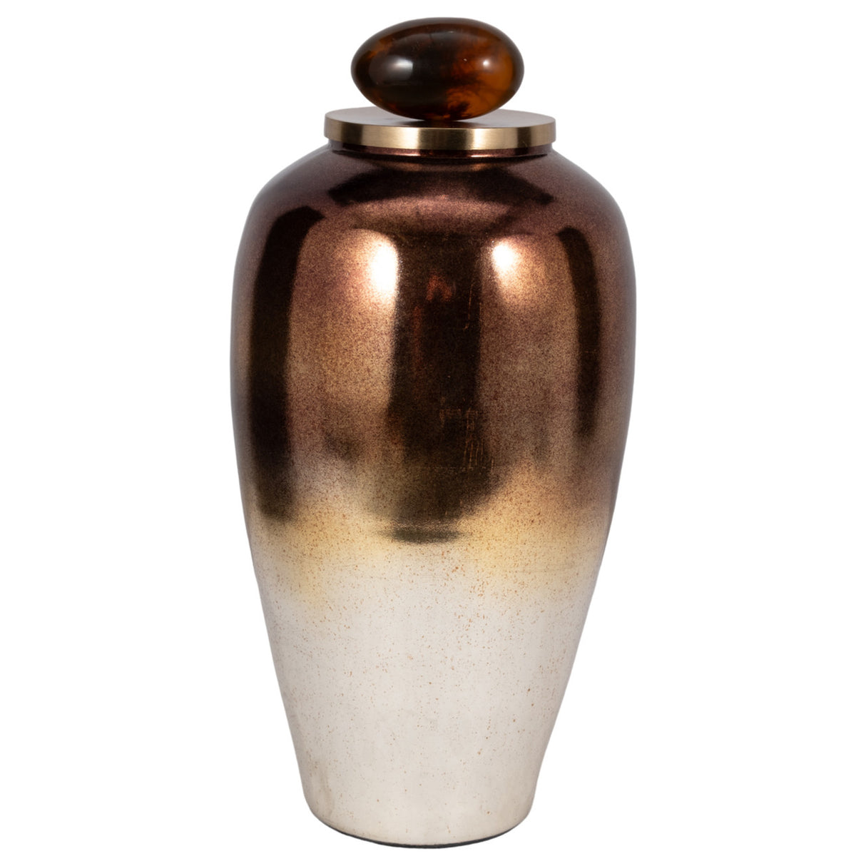 Glass, 23" Temple Vase W/ Resin Topper, Copper from Sagebrook Home - Luna Furniture