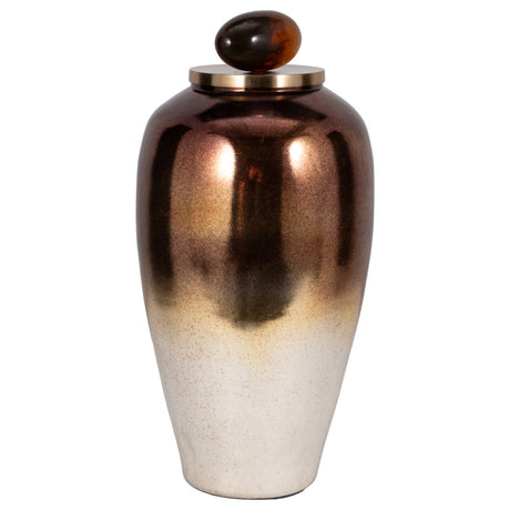 Glass, 23" Temple Vase W/ Resin Topper, Copper from Sagebrook Home - Luna Furniture