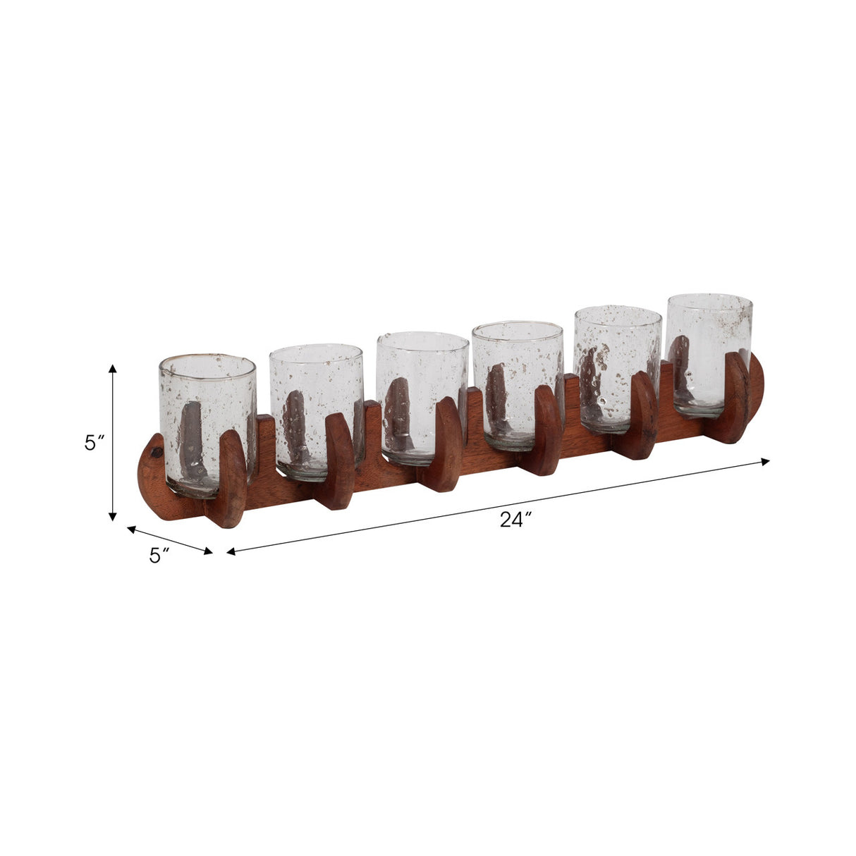 Glass, 24" 6-votive Holders W/ Base, Brown/clear from Sagebrook Home - Luna Furniture