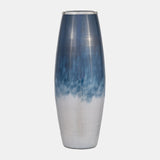 Glass,24"h Vase W/metal Rim, Blue/wht Ombre from Sagebrook Home - Luna Furniture