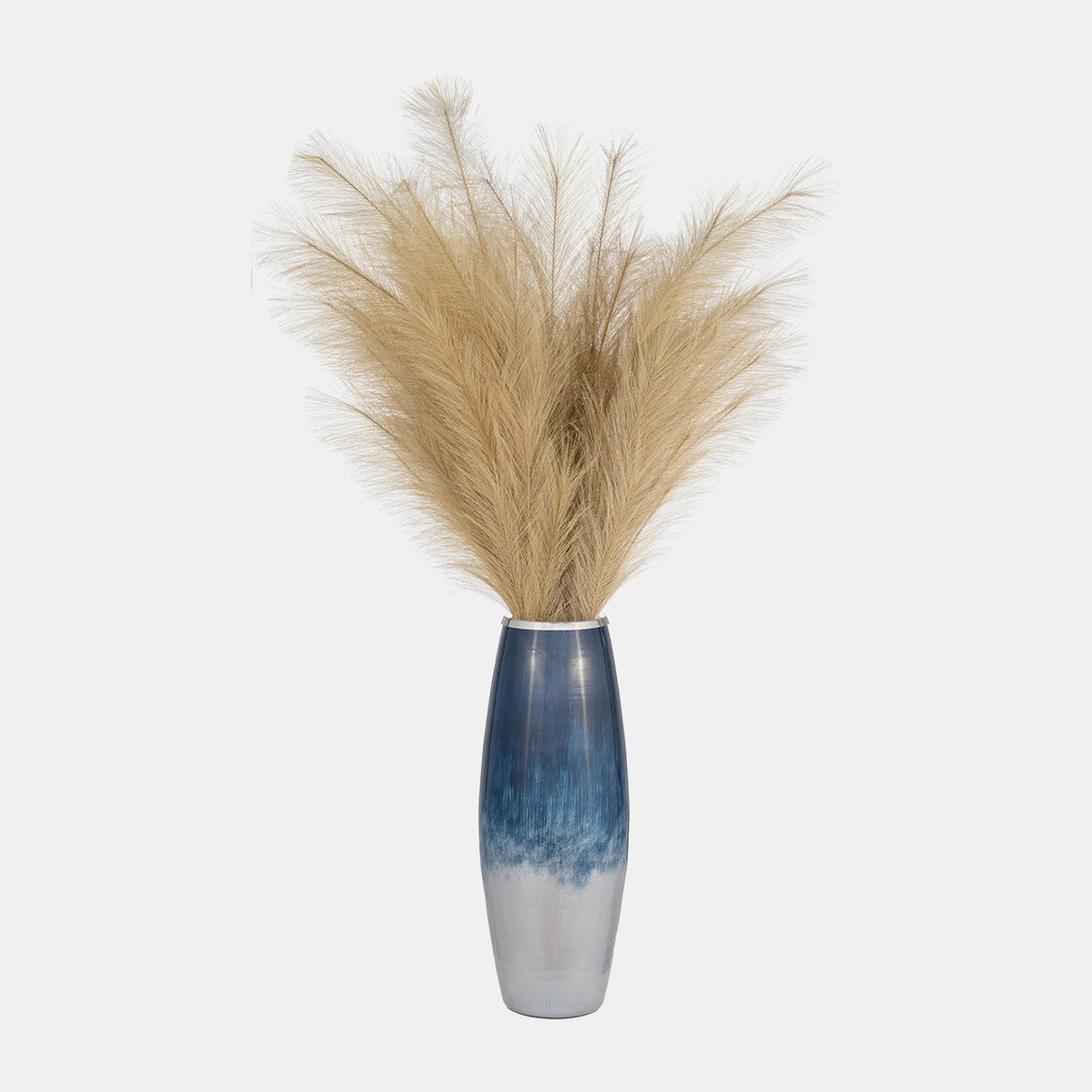 Glass,24"h Vase W/metal Rim, Blue/wht Ombre from Sagebrook Home - Luna Furniture