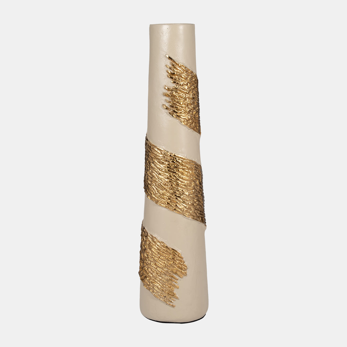 Glass, 26" Aluminum Wrapped Vase, White/gold from Sagebrook Home - Luna Furniture