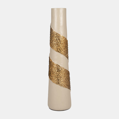 Glass, 26" Aluminum Wrapped Vase, White/gold from Sagebrook Home - Luna Furniture