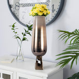 Glass, 26"h Vase W/ Metal Base, Champagne from Sagebrook Home - Luna Furniture