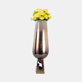 Glass, 26"h Vase W/ Metal Base, Champagne from Sagebrook Home - Luna Furniture