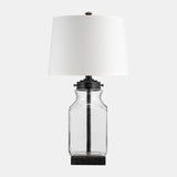 Glass, 30" Bottle Table Lamp, Clear/white from Sagebrook Home - Luna Furniture