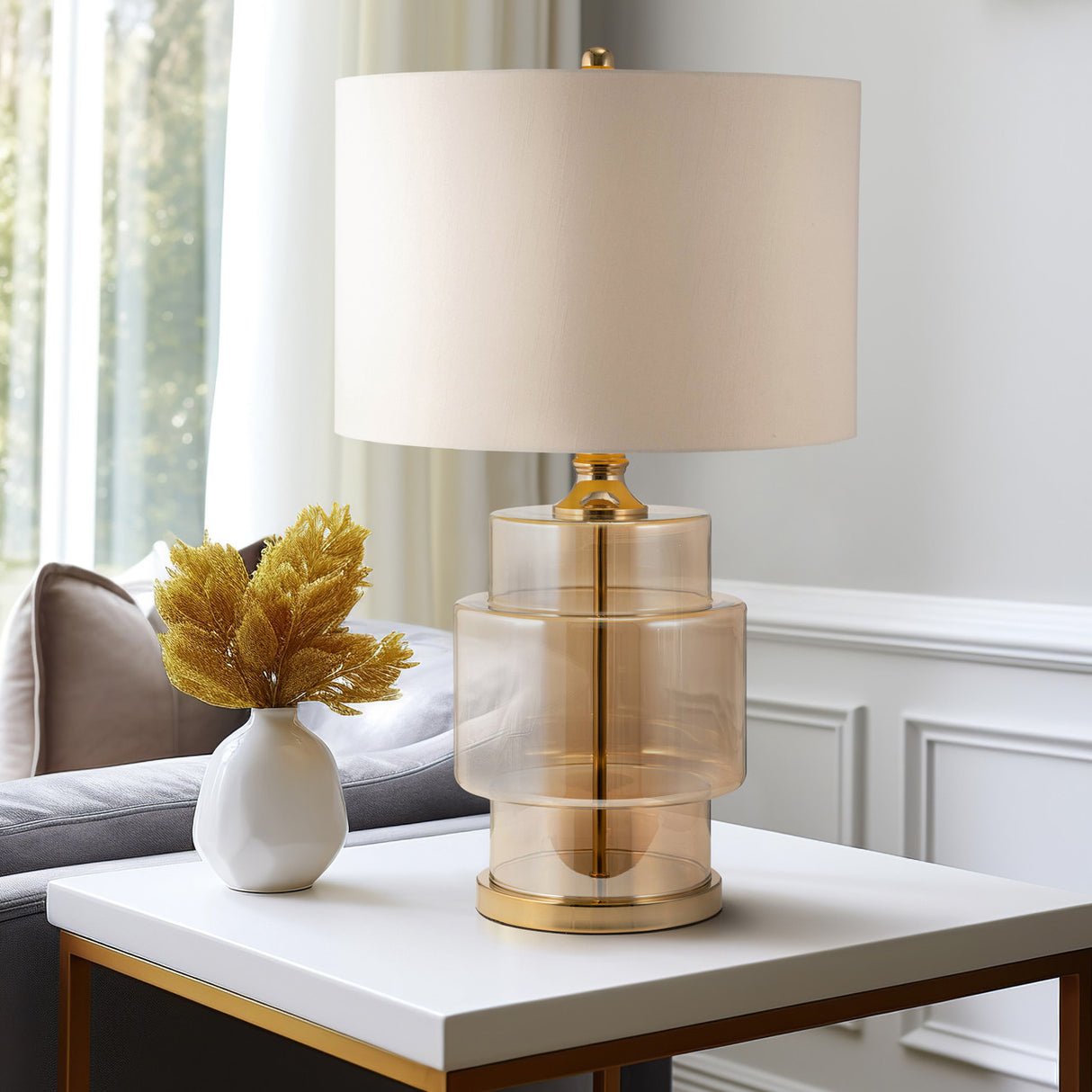 Glass, 30" Lustered Table Lamp, Gold from Sagebrook Home - Luna Furniture