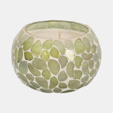 Glass, 4" 10 Oz Mosaic Scented Candle, Light Green from Sagebrook Home - Luna Furniture