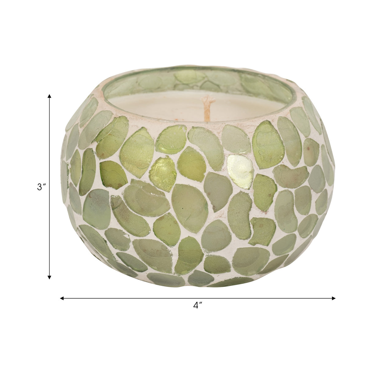 Glass, 4" 10 Oz Mosaic Scented Candle, Light Green from Sagebrook Home - Luna Furniture