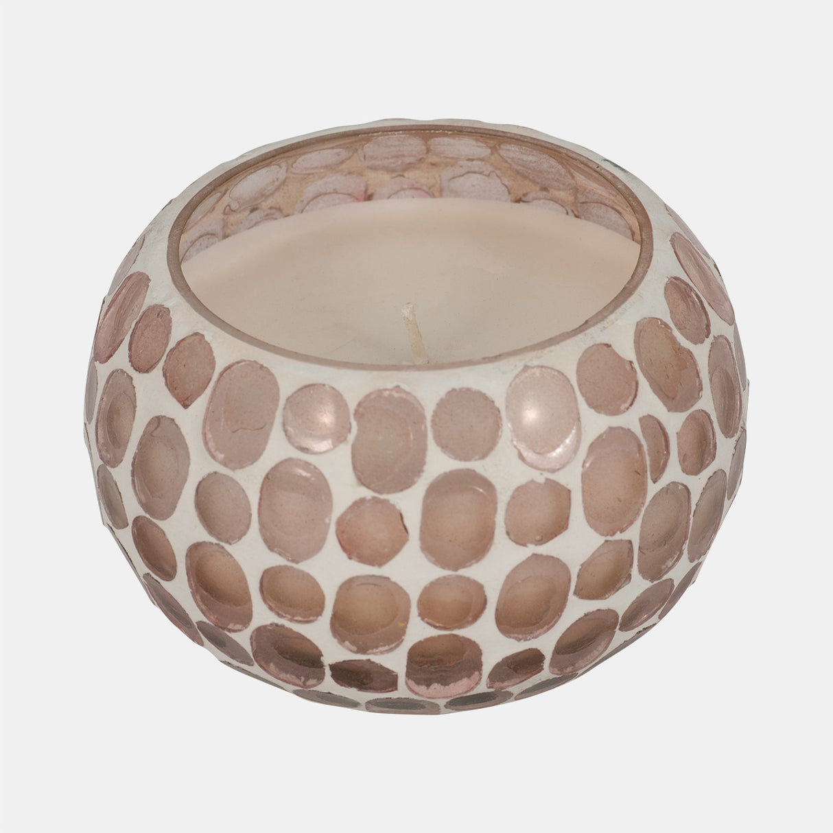 Glass, 4" 10 Oz Mosaic Scented Candle, Soft Pink from Sagebrook Home - Luna Furniture