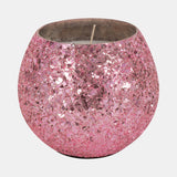 Glass, 4" 11 Oz Crackled Scented Candle, Pink from Sagebrook Home - Luna Furniture