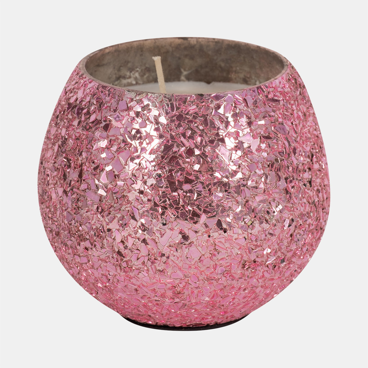 Glass, 4" 11 Oz Crackled Scented Candle, Pink from Sagebrook Home - Luna Furniture