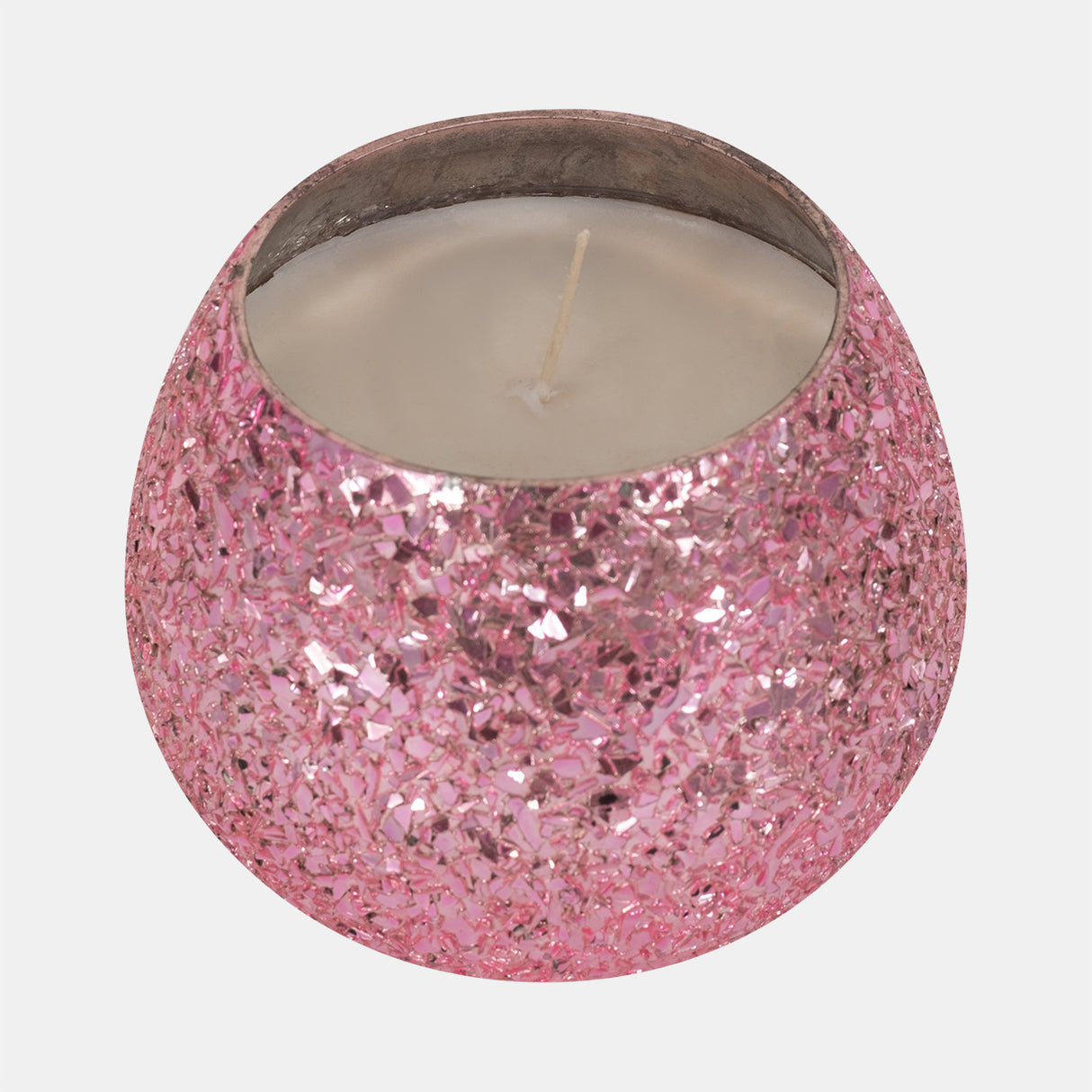 Glass, 4" 11 Oz Crackled Scented Candle, Pink from Sagebrook Home - Luna Furniture