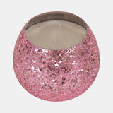 Glass, 4" 11 Oz Crackled Scented Candle, Pink from Sagebrook Home - Luna Furniture