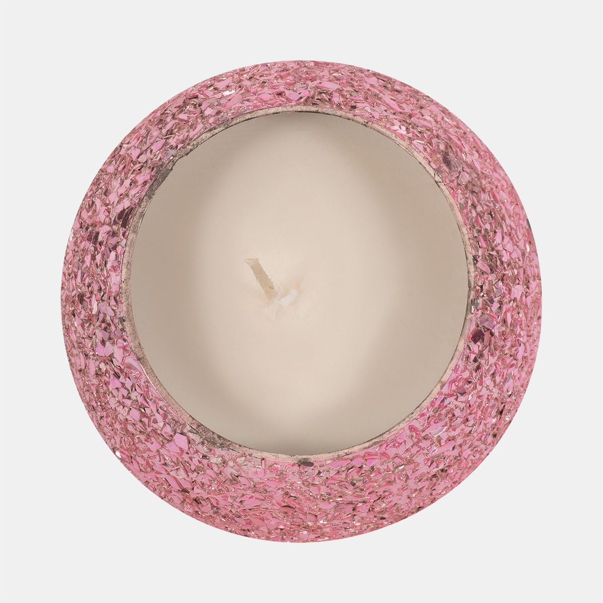 Glass, 4" 11 Oz Crackled Scented Candle, Pink from Sagebrook Home - Luna Furniture