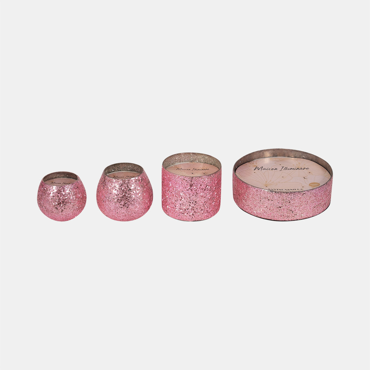 Glass, 4" 11 Oz Crackled Scented Candle, Pink from Sagebrook Home - Luna Furniture