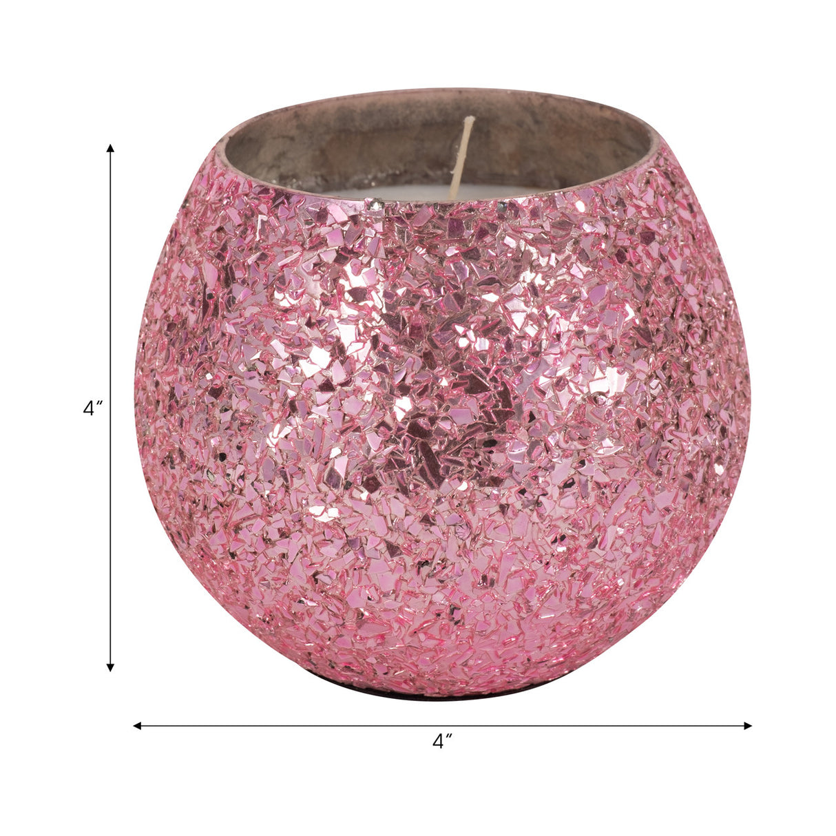 Glass, 4" 11 Oz Crackled Scented Candle, Pink from Sagebrook Home - Luna Furniture