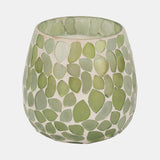 Glass, 4" 11 Oz Mosaic Scented Candle, Light Green from Sagebrook Home - Luna Furniture