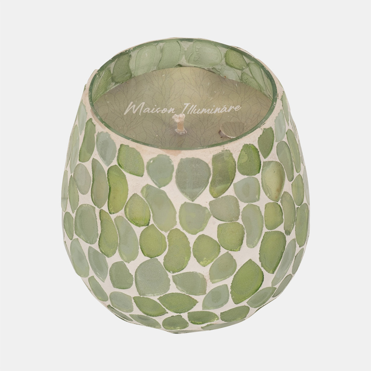 Glass, 4" 11 Oz Mosaic Scented Candle, Light Green from Sagebrook Home - Luna Furniture