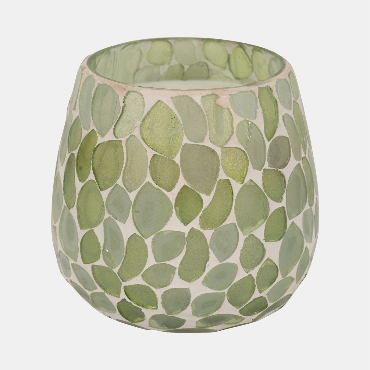 Glass, 4" 11 Oz Mosaic Scented Candle, Light Green from Sagebrook Home - Luna Furniture