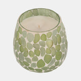 Glass, 4" 11 Oz Mosaic Scented Candle, Light Green from Sagebrook Home - Luna Furniture