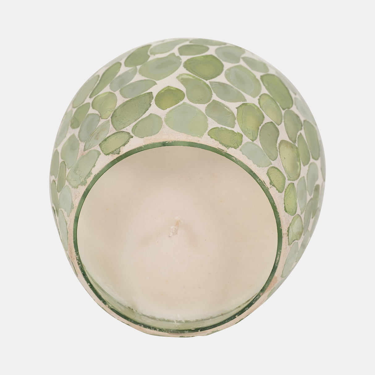 Glass, 4" 11 Oz Mosaic Scented Candle, Light Green from Sagebrook Home - Luna Furniture