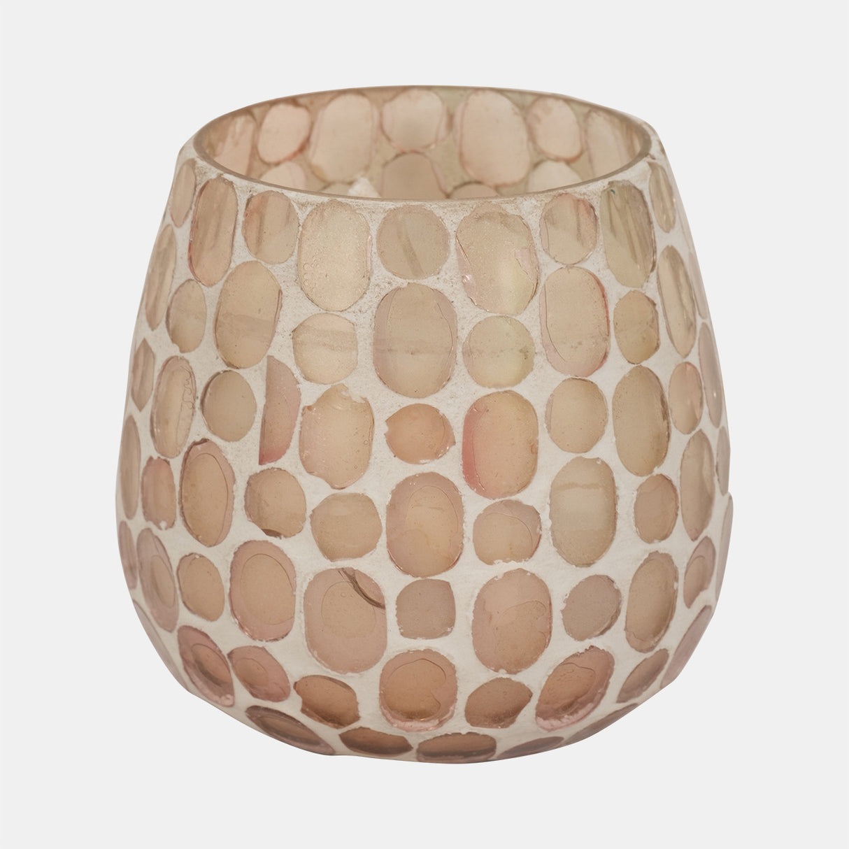 Glass, 4" 11 Oz Mosaic Scented Candle, Soft Pink from Sagebrook Home - Luna Furniture