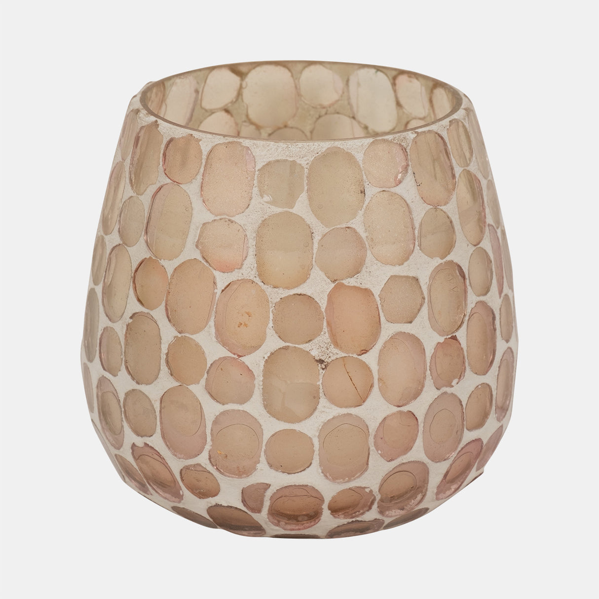 Glass, 4" 11 Oz Mosaic Scented Candle, Soft Pink from Sagebrook Home - Luna Furniture