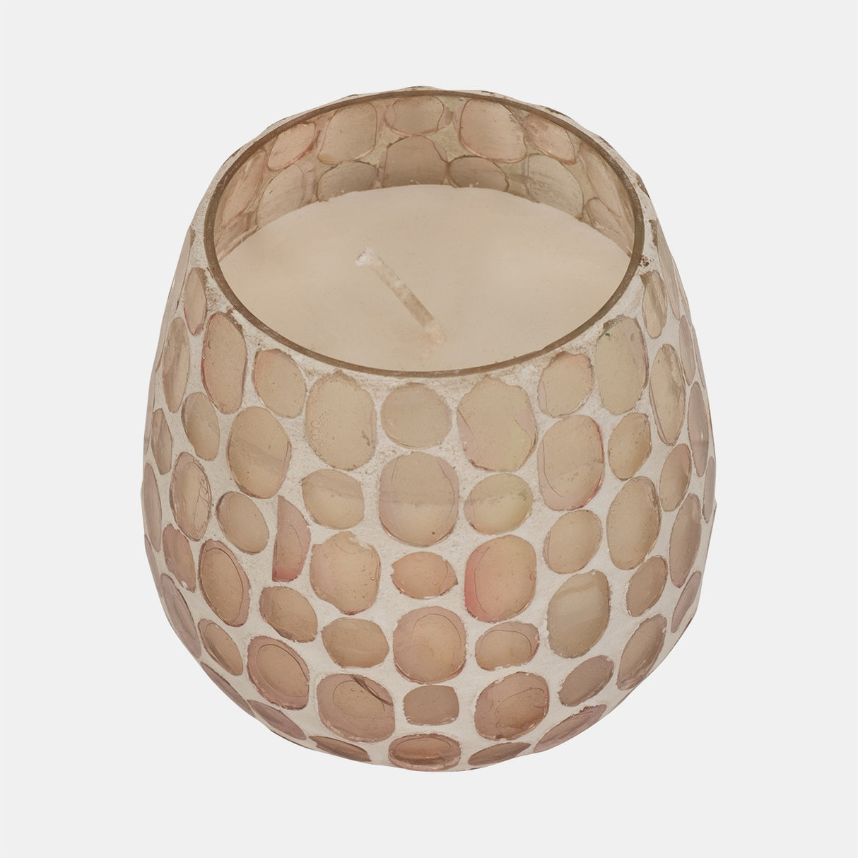 Glass, 4" 11 Oz Mosaic Scented Candle, Soft Pink from Sagebrook Home - Luna Furniture