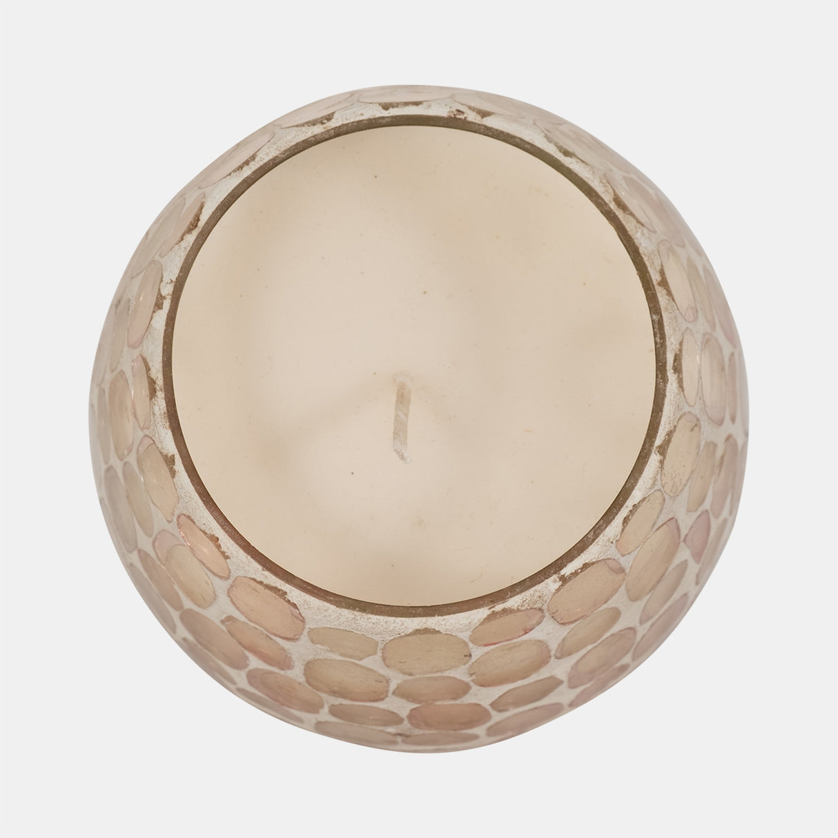 Glass, 4" 11 Oz Mosaic Scented Candle, Soft Pink from Sagebrook Home - Luna Furniture