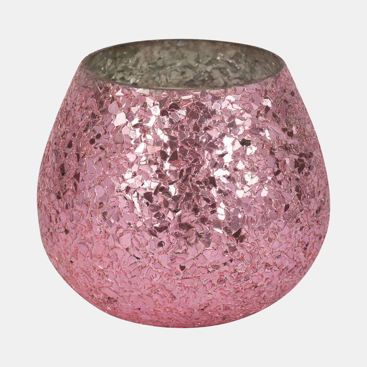 Glass, 5" 17 Oz Crackled Scented Candle, Pink from Sagebrook Home - Luna Furniture