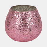 Glass, 5" 17 Oz Crackled Scented Candle, Pink from Sagebrook Home - Luna Furniture