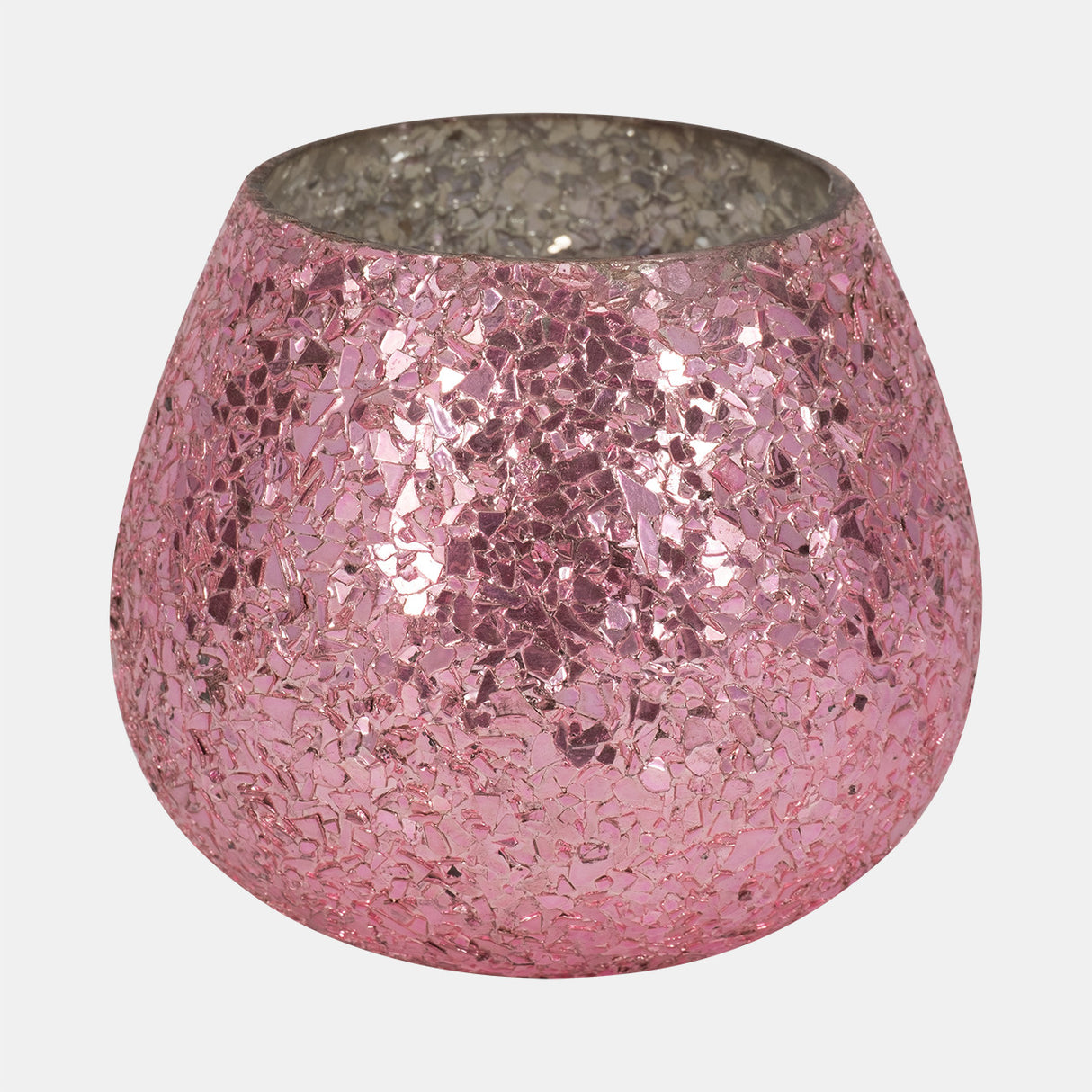 Glass, 5" 17 Oz Crackled Scented Candle, Pink from Sagebrook Home - Luna Furniture