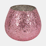 Glass, 5" 17 Oz Crackled Scented Candle, Pink from Sagebrook Home - Luna Furniture