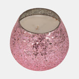 Glass, 5" 17 Oz Crackled Scented Candle, Pink from Sagebrook Home - Luna Furniture