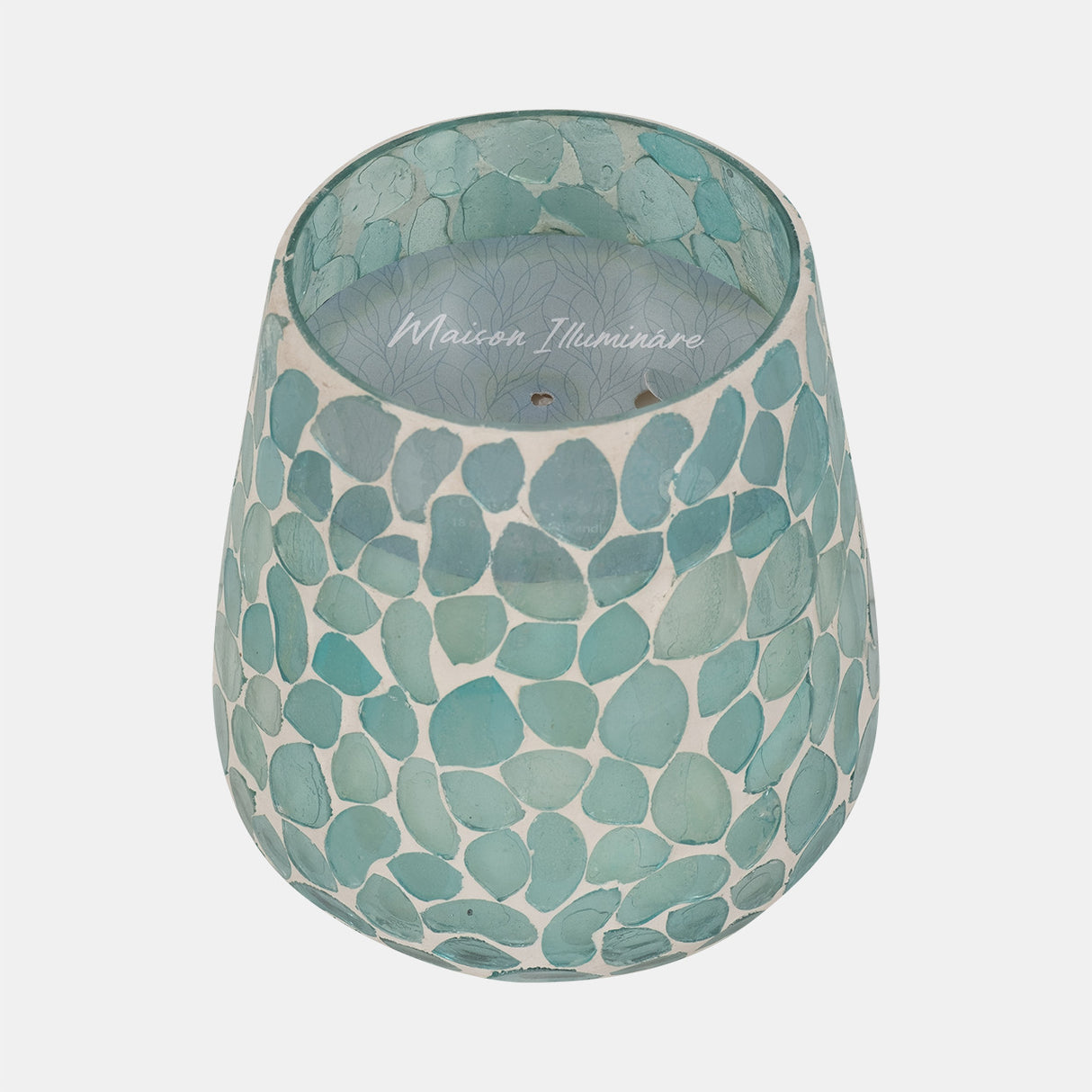 Glass, 5" 18 Oz Mosaic Scented Candle, Light Blue from Sagebrook Home - Luna Furniture