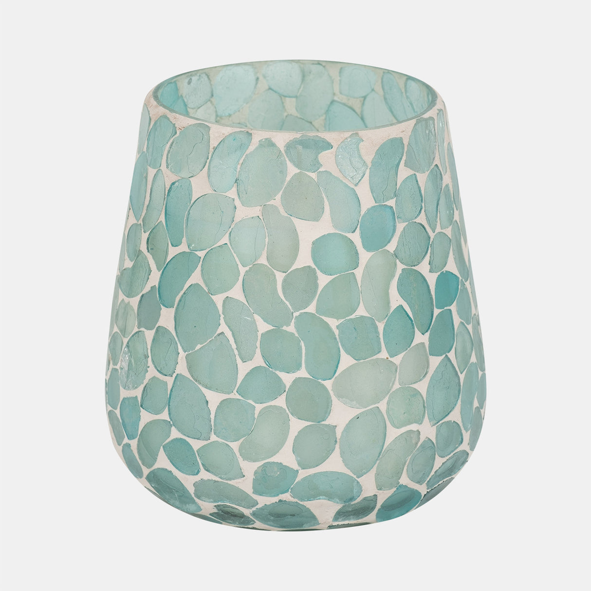 Glass, 5" 18 Oz Mosaic Scented Candle, Light Blue from Sagebrook Home - Luna Furniture