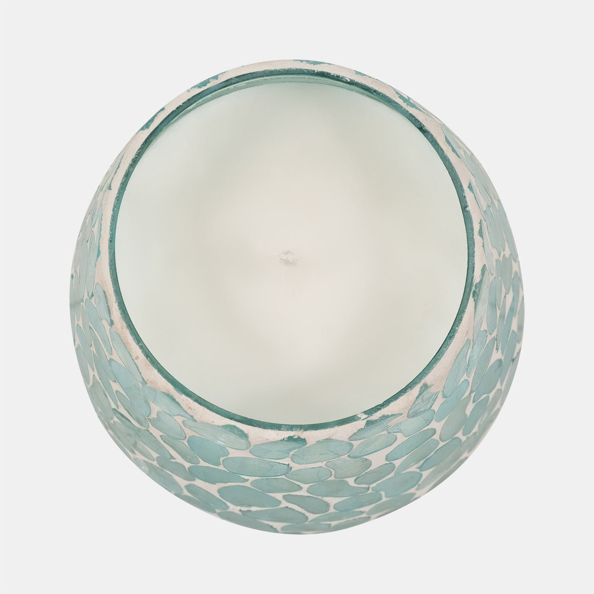 Glass, 5" 18 Oz Mosaic Scented Candle, Light Blue from Sagebrook Home - Luna Furniture