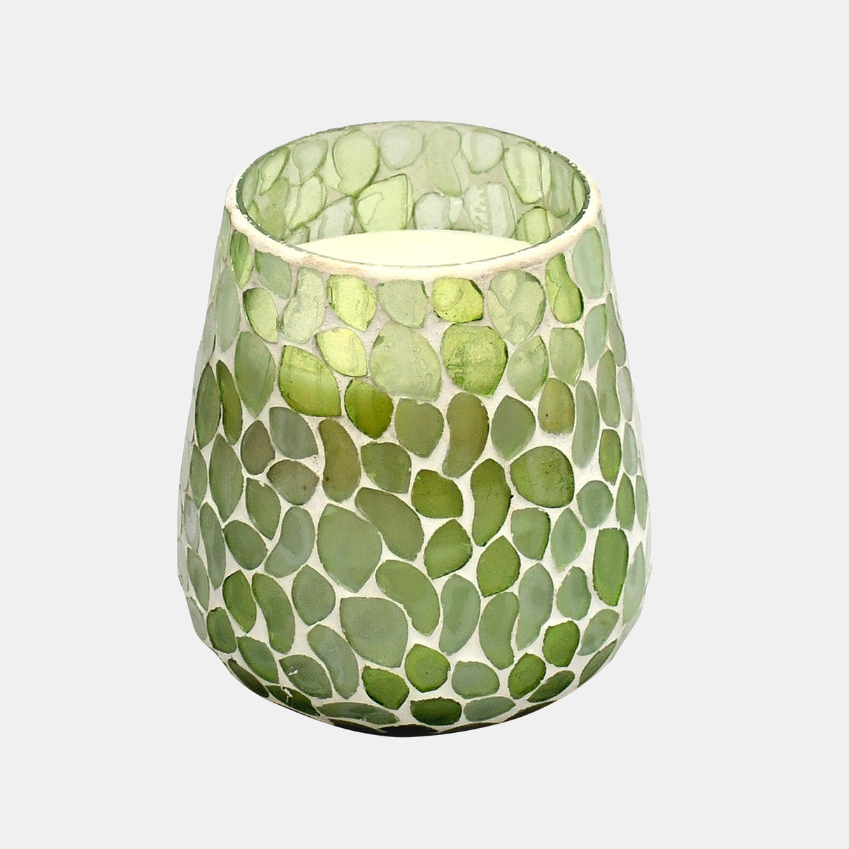 Glass, 5" 18 Oz Mosaic Scented Candle, Light Green from Sagebrook Home - Luna Furniture