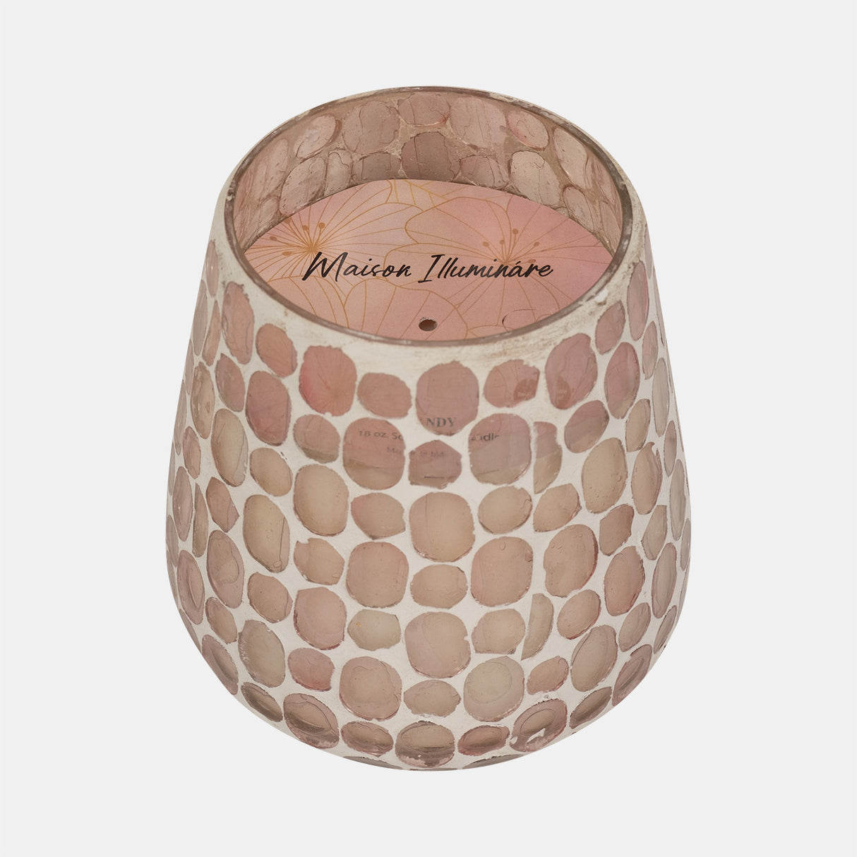 Glass, 5" 18 Oz Mosaic Scented Candle, Soft Pink from Sagebrook Home - Luna Furniture