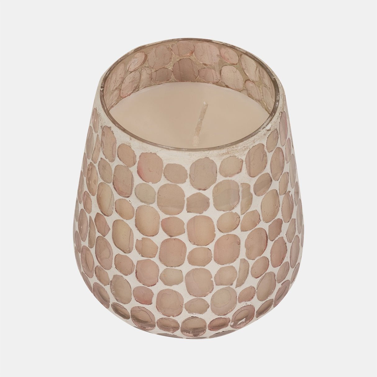 Glass, 5" 18 Oz Mosaic Scented Candle, Soft Pink from Sagebrook Home - Luna Furniture