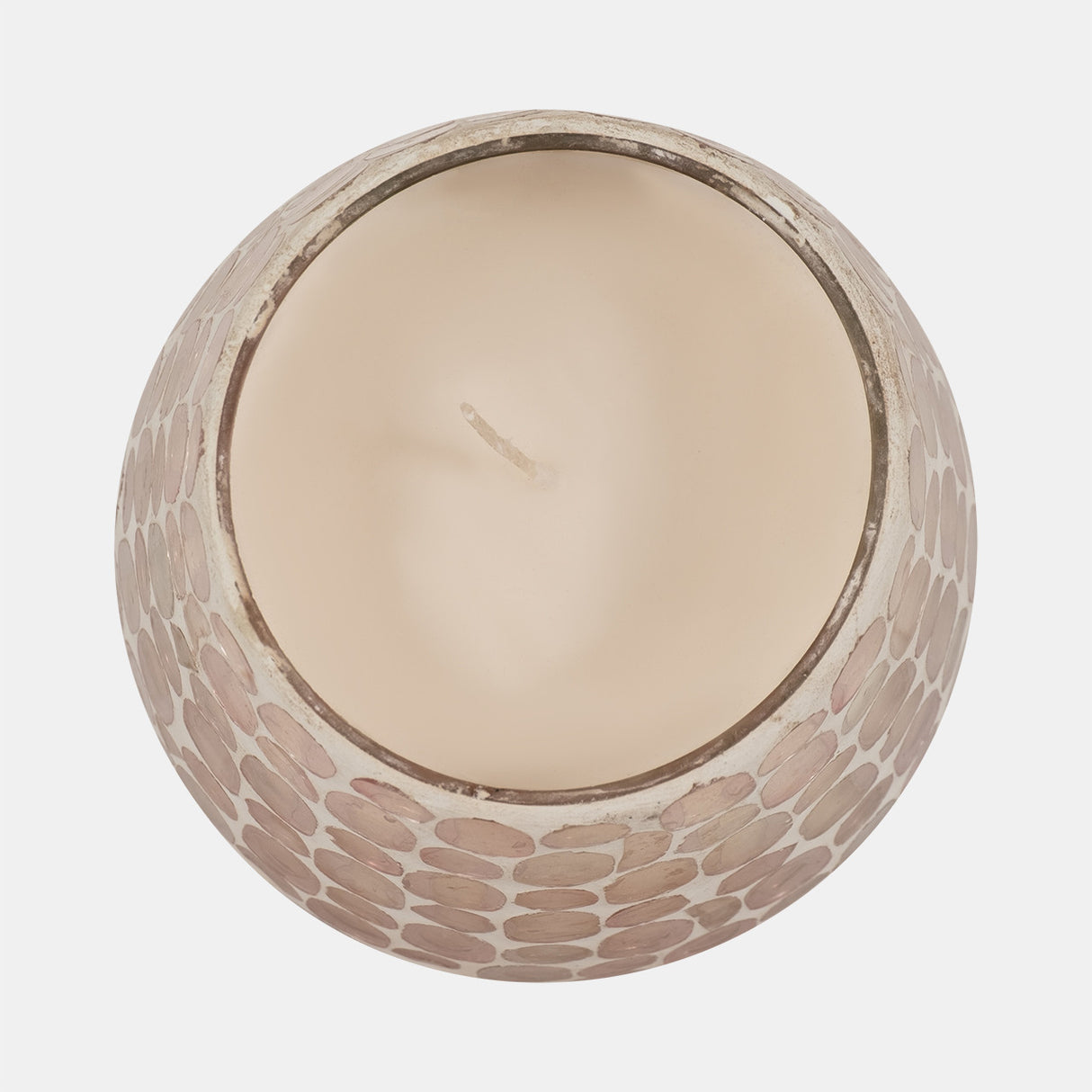 Glass, 5" 18 Oz Mosaic Scented Candle, Soft Pink from Sagebrook Home - Luna Furniture