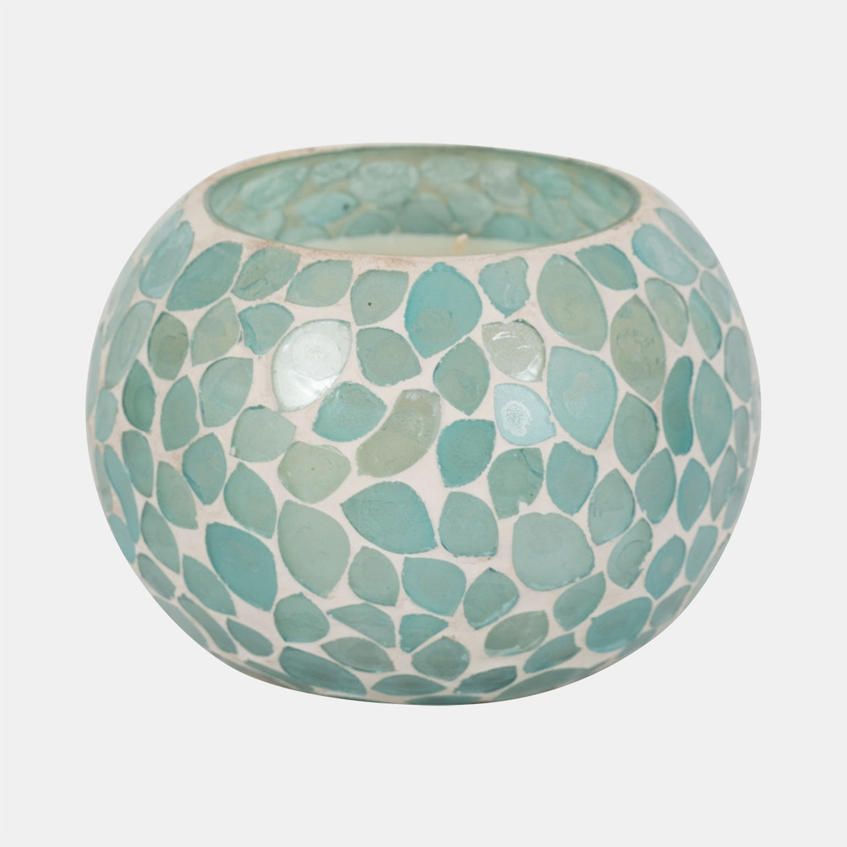 Glass, 5" 19 Oz Mosaic Scented Candle, Light Blue from Sagebrook Home - Luna Furniture