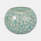 Glass, 5" 19 Oz Mosaic Scented Candle, Light Blue from Sagebrook Home - Luna Furniture