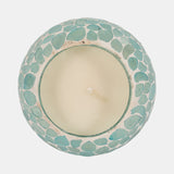 Glass, 5" 19 Oz Mosaic Scented Candle, Light Blue from Sagebrook Home - Luna Furniture