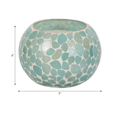 Glass, 5" 19 Oz Mosaic Scented Candle, Light Blue from Sagebrook Home - Luna Furniture