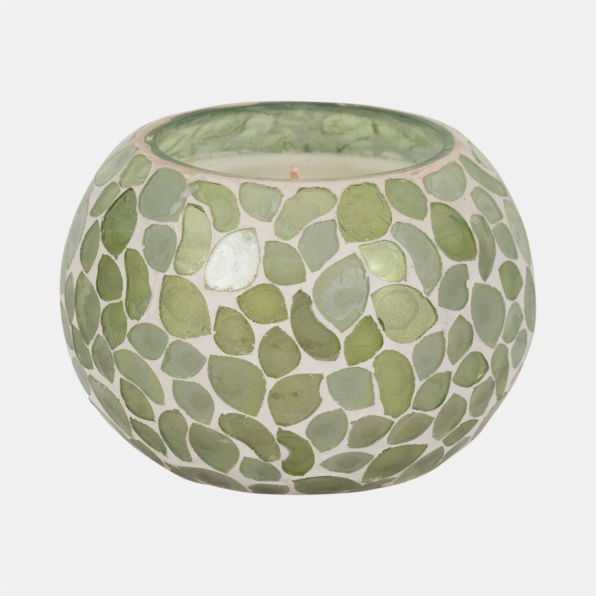 Glass, 5" 19 Oz Mosaic Scented Candle, Light Green from Sagebrook Home - Luna Furniture