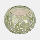 Glass, 5" 19 Oz Mosaic Scented Candle, Light Green from Sagebrook Home - Luna Furniture